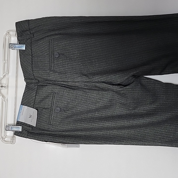 Gray Modern Fit Trouser Leg Petite Stripe Pants 4P - Picture 5 of 8